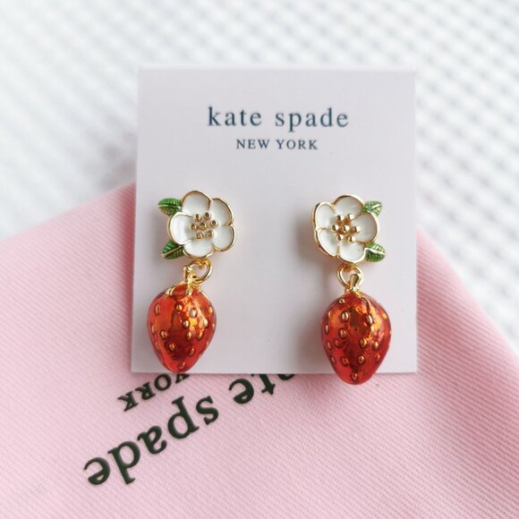 Kate Spade Red Picnic Perfect Strawberry Earrings NEW - Picture 1 of 3